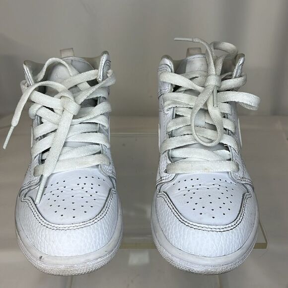 JORDAN 1 MID TRIPLE WHITE YOUTH SNEAKER FTL-01-021 - Picture 3 of 8